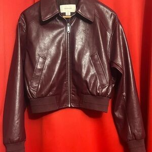 Calvin Klein Women's Deep Burgundy Leather Jacket